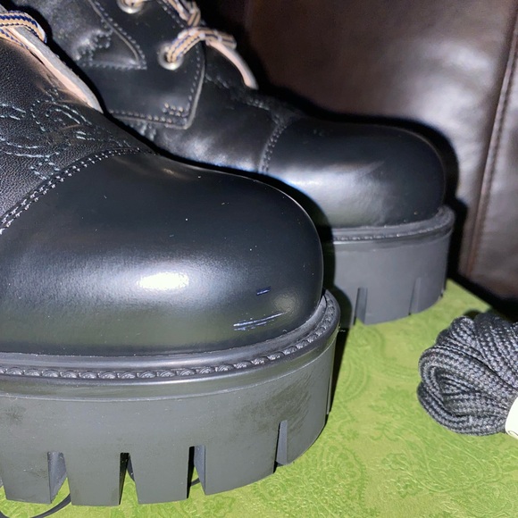 GUCCI ’GG’ Leather Combat Boots, EU 40 - Picture 9 of 10